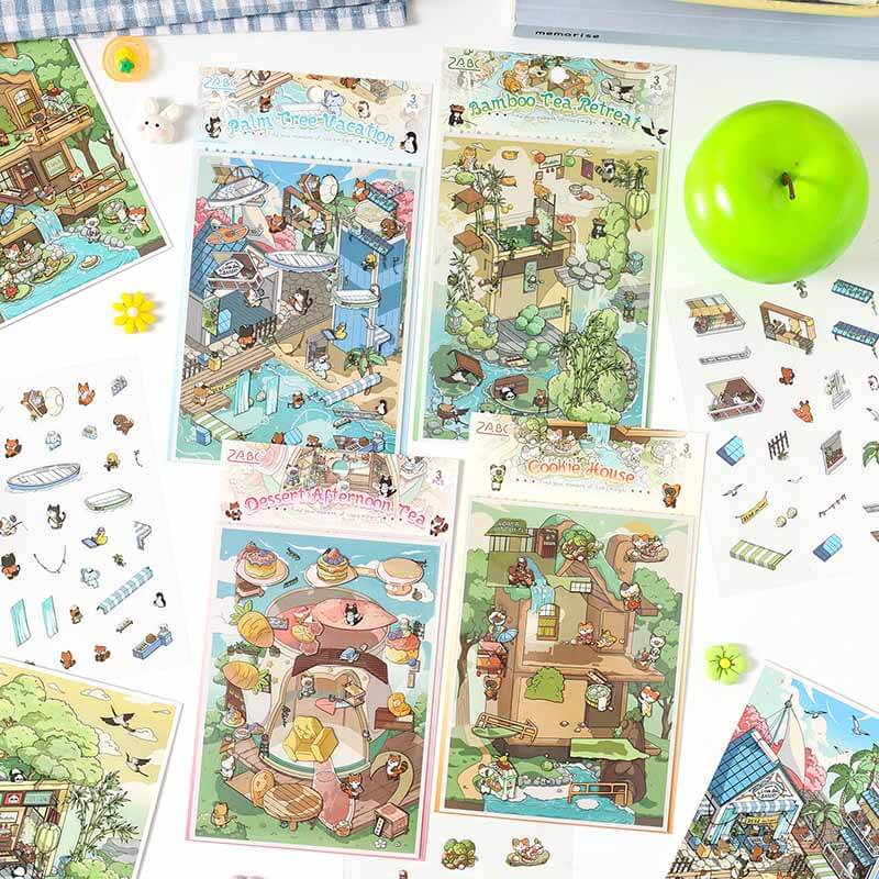 Cozy Sweet Retreat DIY 3D Scene Stickers 4 Cute Scenes(XS)