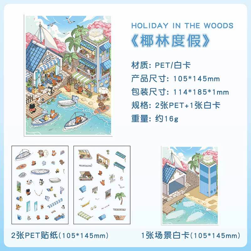 Cozy Sweet Retreat DIY 3D Scene Stickers 4 Cute Scenes(XS)