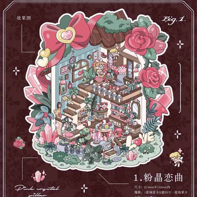 Crystal Dreams DIY 3D Scene Stickers 4 Cute Miniature Scenes (M)