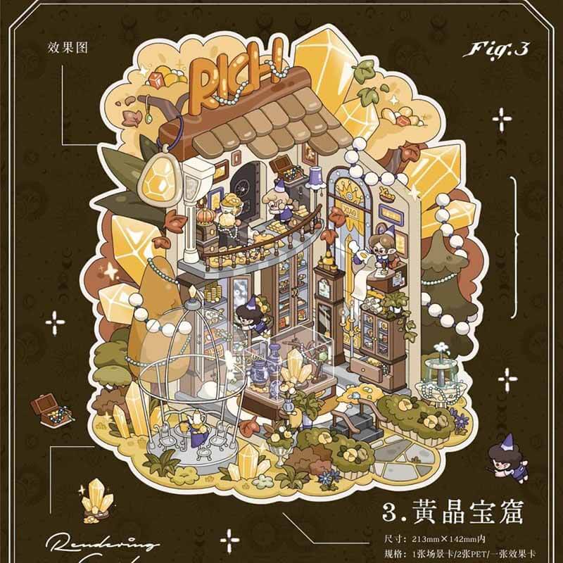 Crystal Dreams DIY 3D Scene Stickers 4 Cute Miniature Scenes (M)