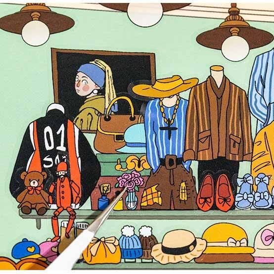 Curio Time DIY 3D Scene Stickers With Guide Lines(XL)
