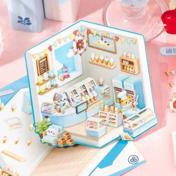 Cute Bunny (Set of 8) DIY 3D Scene Stickers 2 Cute Scenes Book (S)