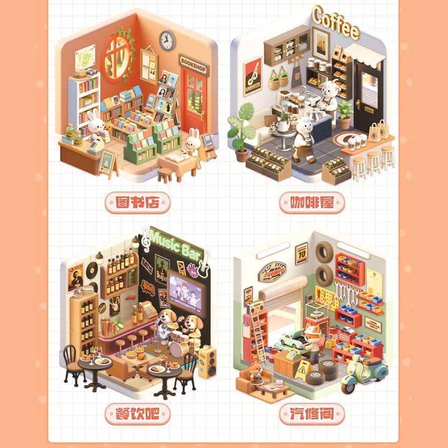 Cute Bunny (Set of 8) DIY 3D Scene Stickers 2 Cute Scenes Book (S)