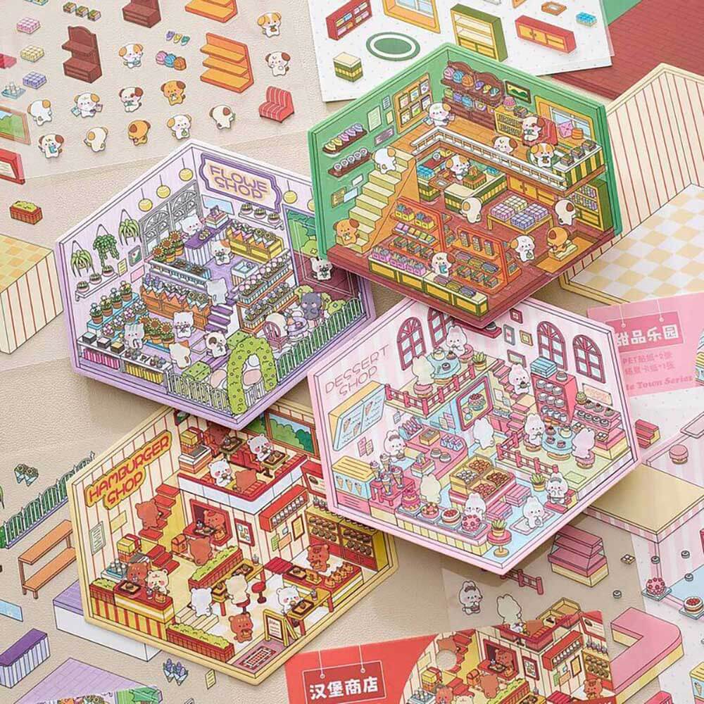 Tiny Joys Avenue DIY 3D Scene Stickers 4 Cute Miniature Scenes(S)