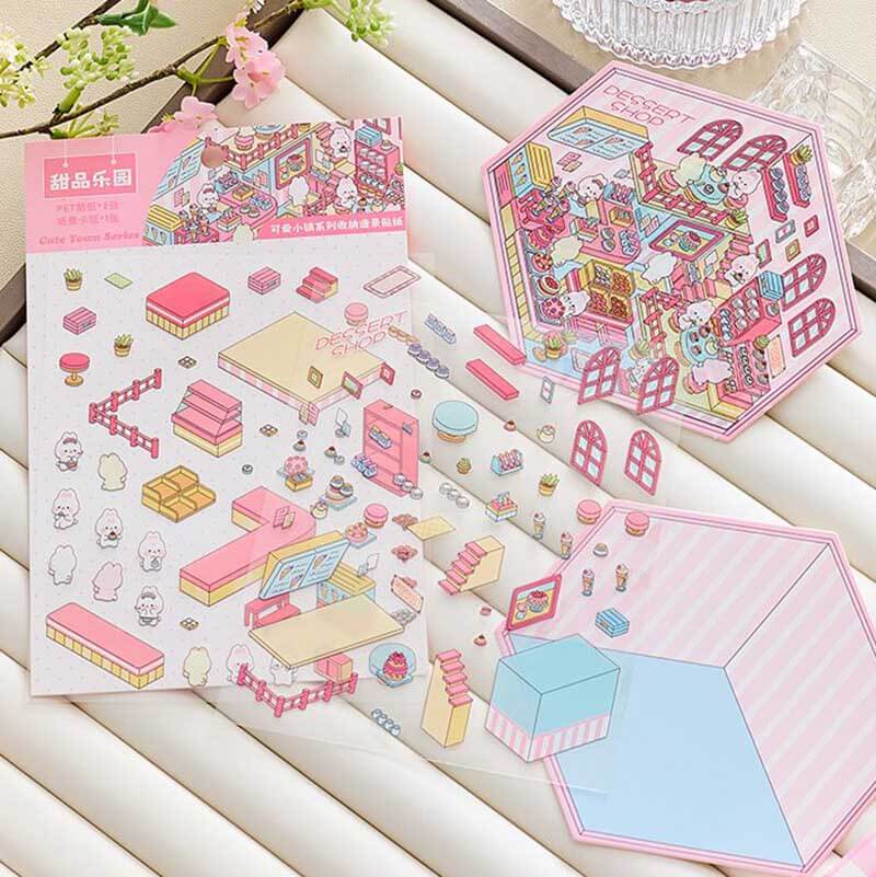 Tiny Joys Avenue DIY 3D Scene Stickers 4 Cute Miniature Scenes(S)