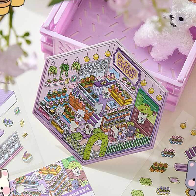 Tiny Joys Avenue DIY 3D Scene Stickers 4 Cute Miniature Scenes(S)