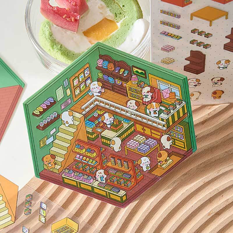 Tiny Joys Avenue DIY 3D Scene Stickers 4 Cute Miniature Scenes(S)