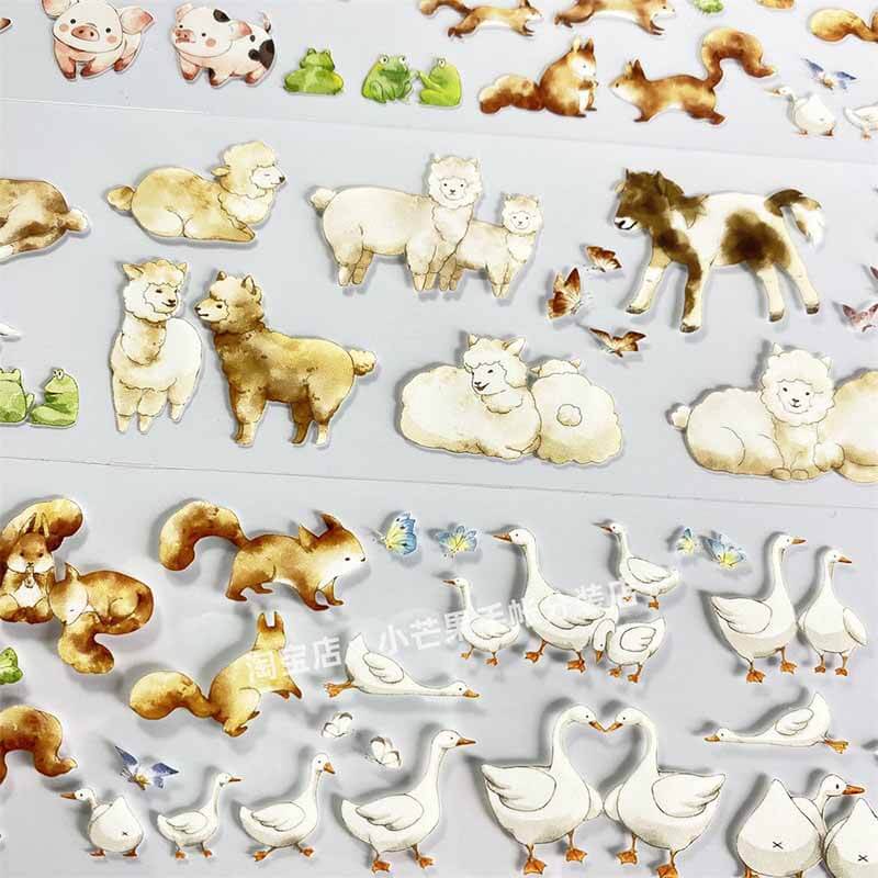 Cute Farm Birds PET Journal Collage Sticker