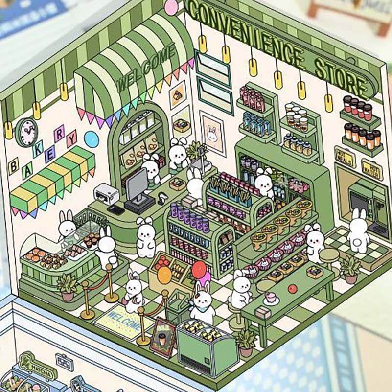 Cute Pet Shop DIY 3D Scene Stickers 4 Cute Miniature Scenes(S)