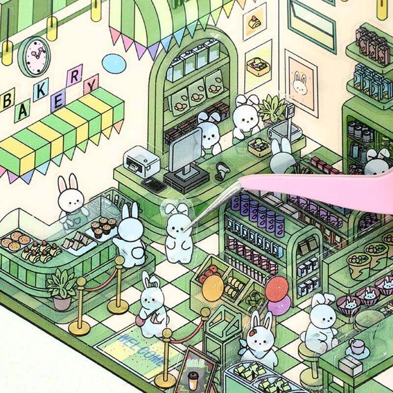 Cute Pet Shop DIY 3D Scene Stickers 4 Cute Miniature Scenes(S)