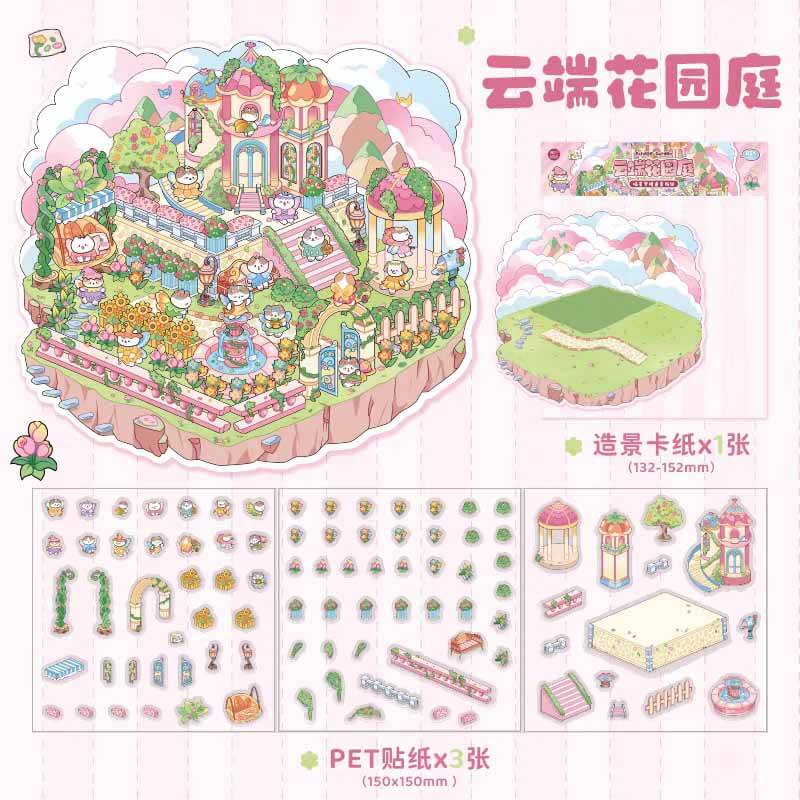 Meow Dreams DIY 3D Scene Stickers - 4 Cute Miniature Scenes