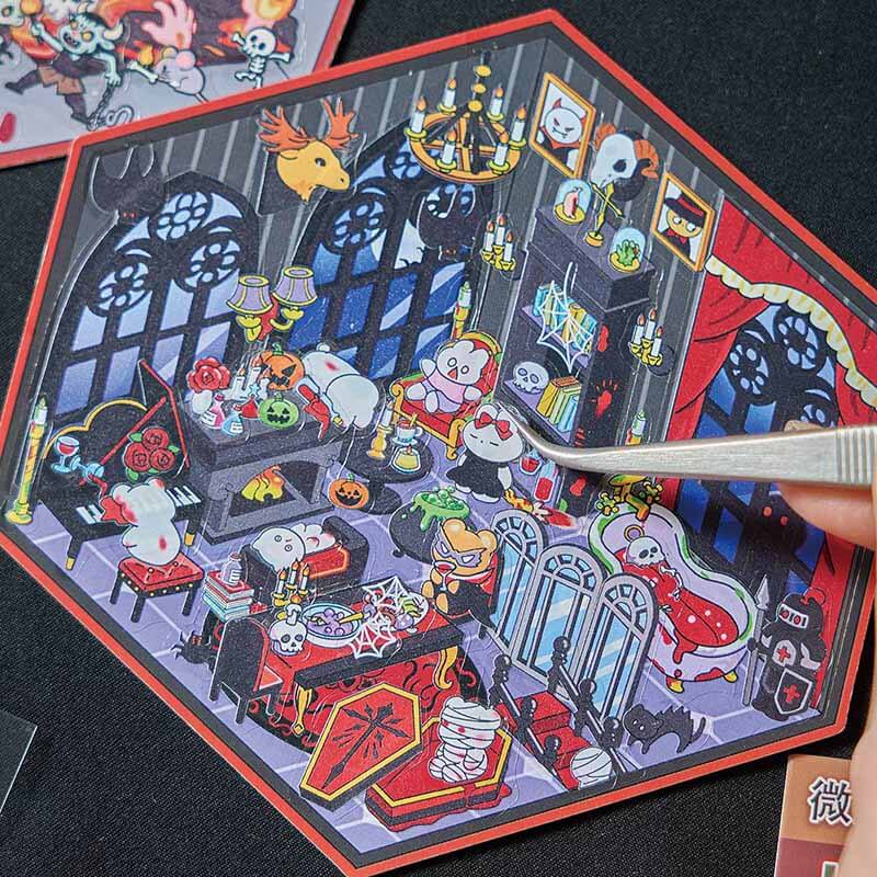 Dark Fantasy DIY 3D Scene Stickers 4 Cute Miniature Scenes (S)