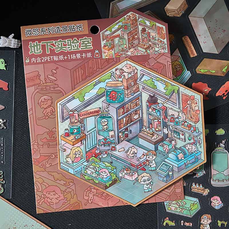 Dark Fantasy DIY 3D Scene Stickers 4 Cute Miniature Scenes (S)