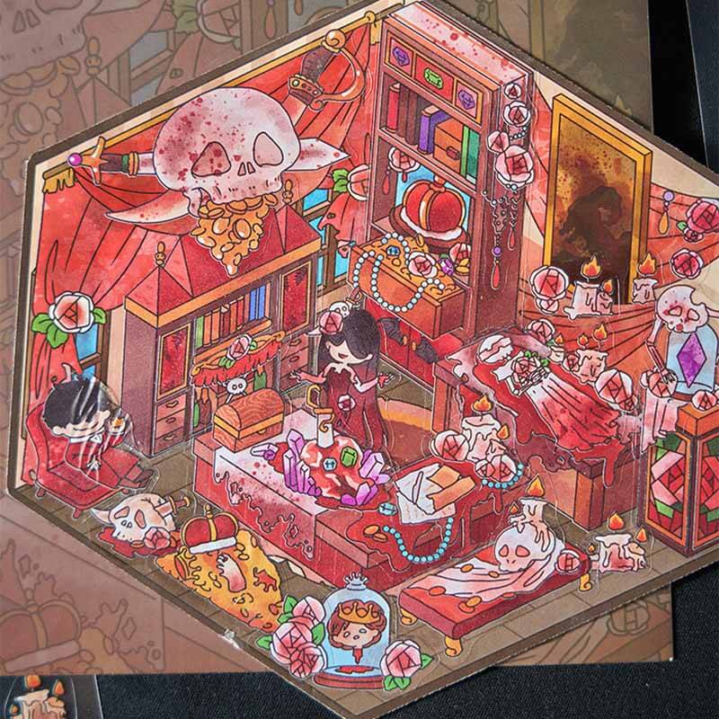 Dark Fantasy DIY 3D Scene Stickers 4 Cute Miniature Scenes (S)