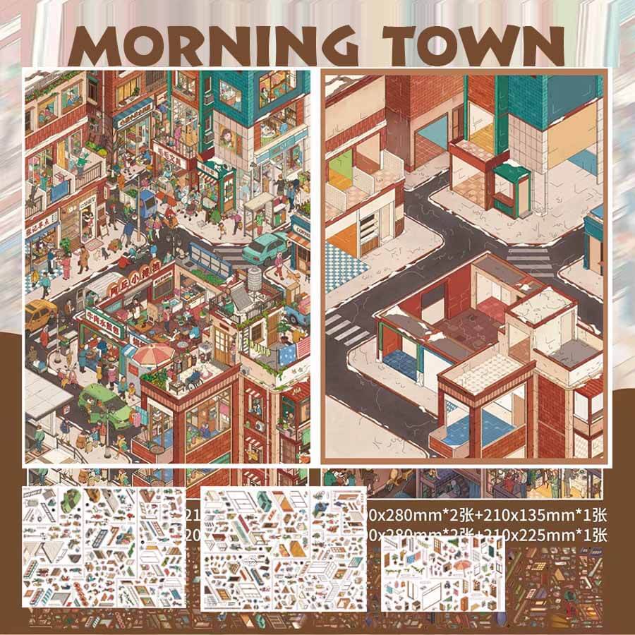 Day to Night DIY 3D Scene Stickers With Guide Lines(L)