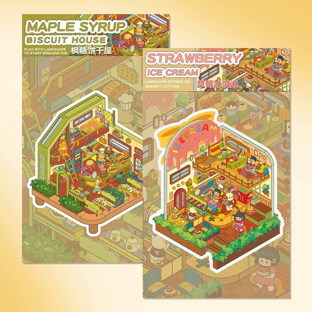 Dessert Dreams DIY 3D Scene Stickers 2 Cute Miniature Scenes(L)