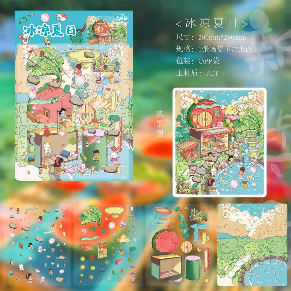 Autocollants 3D DIY Détective Villa : 4 scènes miniatures mignonnes