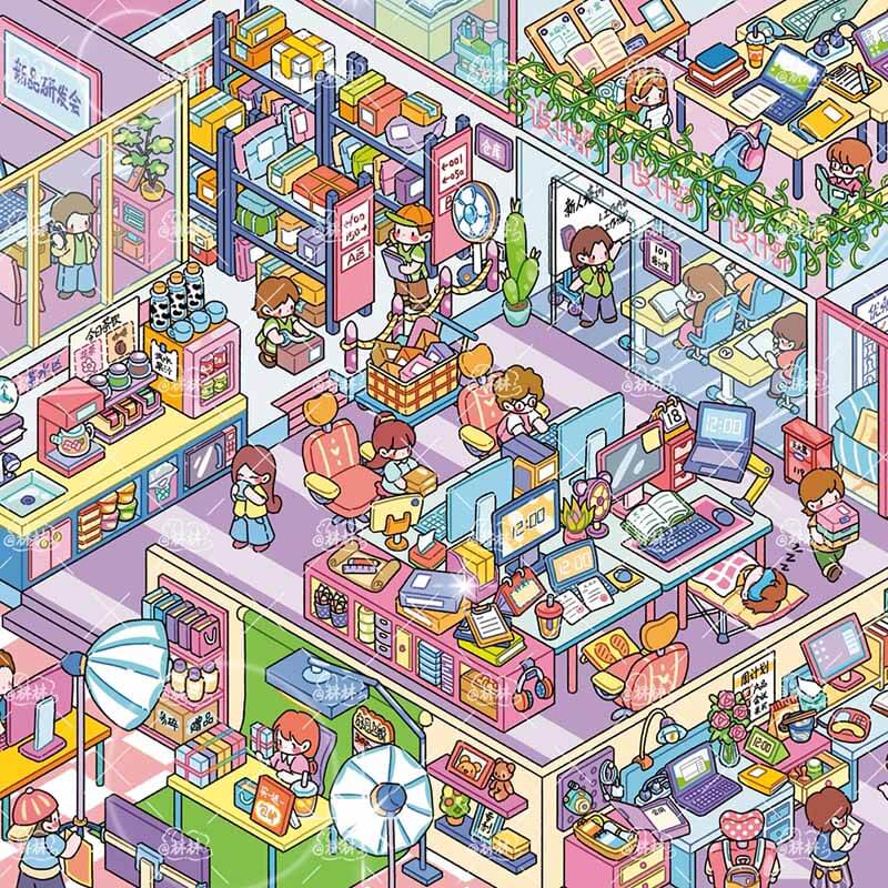 Dopamine Market DIY 3D Sticker 2 Cute Miniature Scenes(xL)