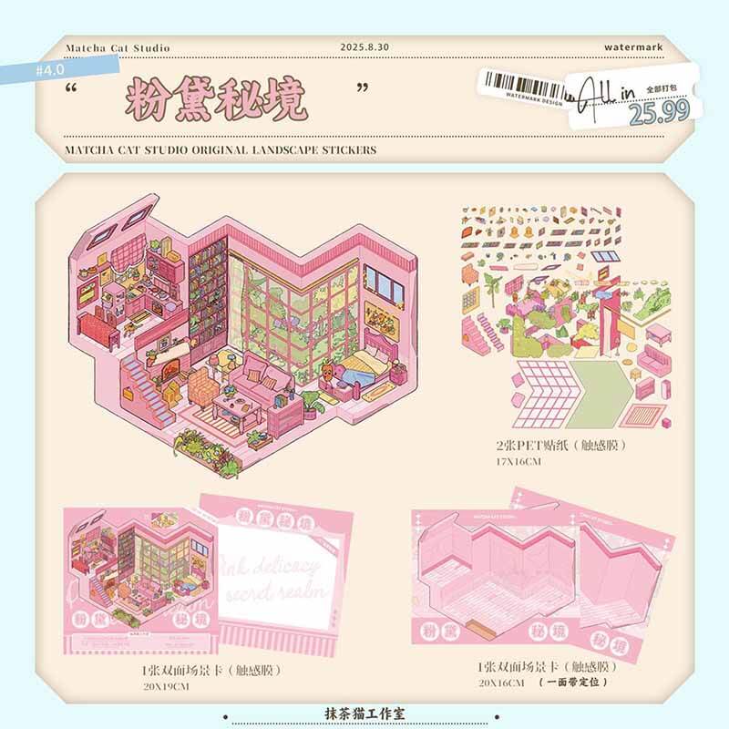Dream Apartment DIY 3D Scenes Sticker 3 Cute Miniature Scenes(M)
