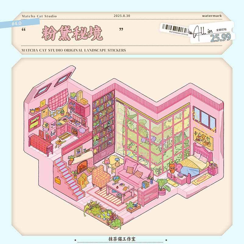 Dream Apartment DIY 3D Scenes Sticker 3 Cute Miniature Scenes(M)