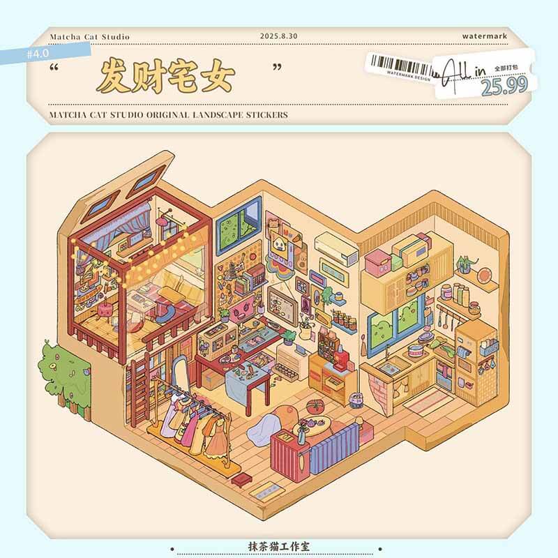 Dream Apartment DIY 3D Scenes Sticker 3 Cute Miniature Scenes(M)