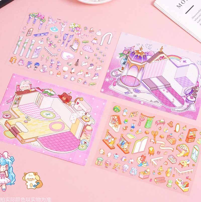 Dream Atelier Postcard DIY 3D Scene Stickers 4 Cute Miniature Scenes(S)