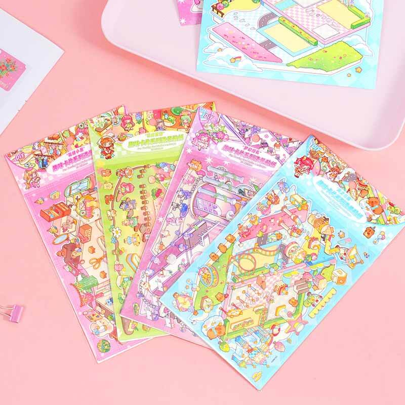 Dream Atelier Postcard DIY 3D Scene Stickers 4 Cute Miniature Scenes(S)