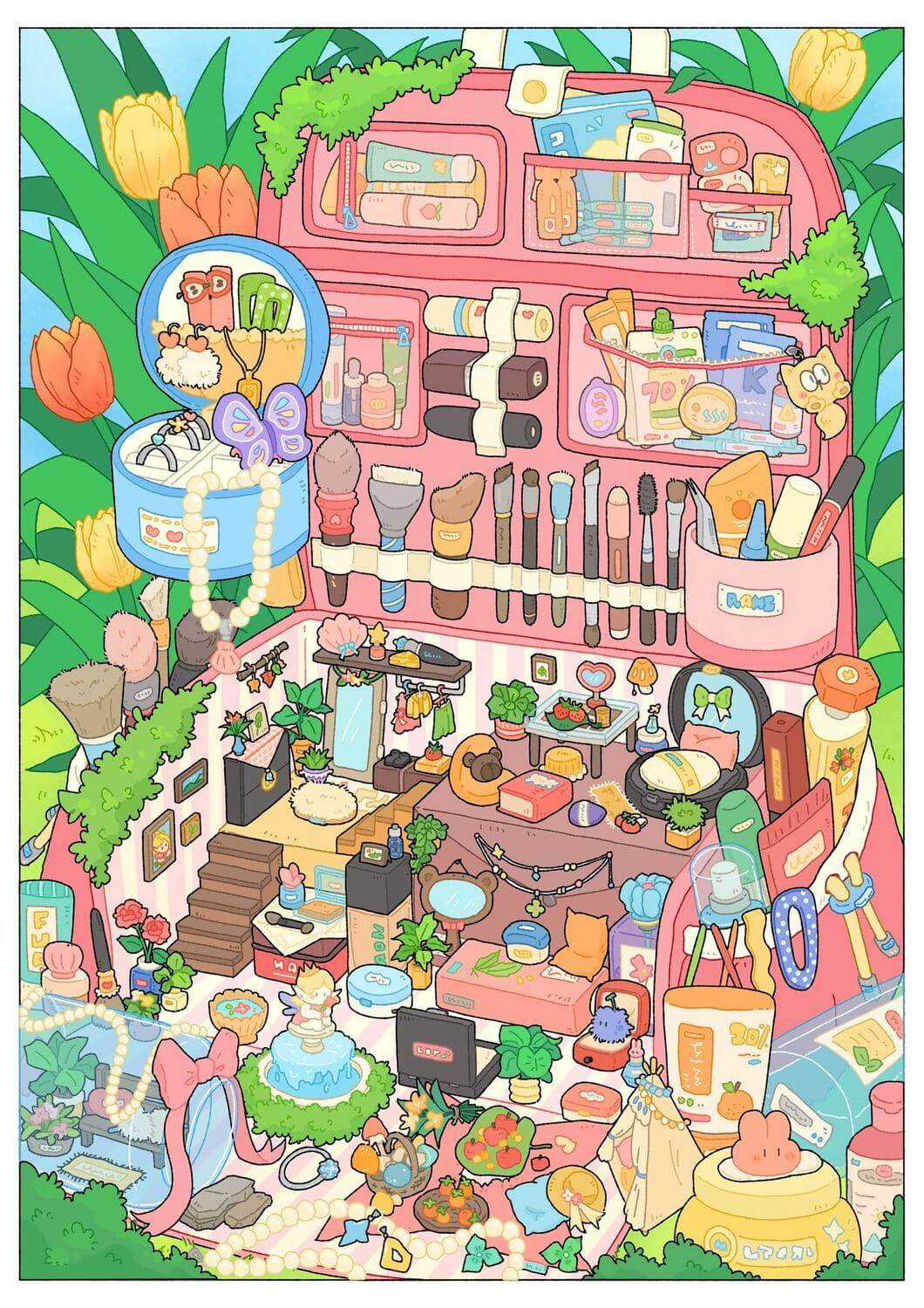 Dream Loft DIY 3D Scene Stickers 4 Cute Miniature Scenes(L)