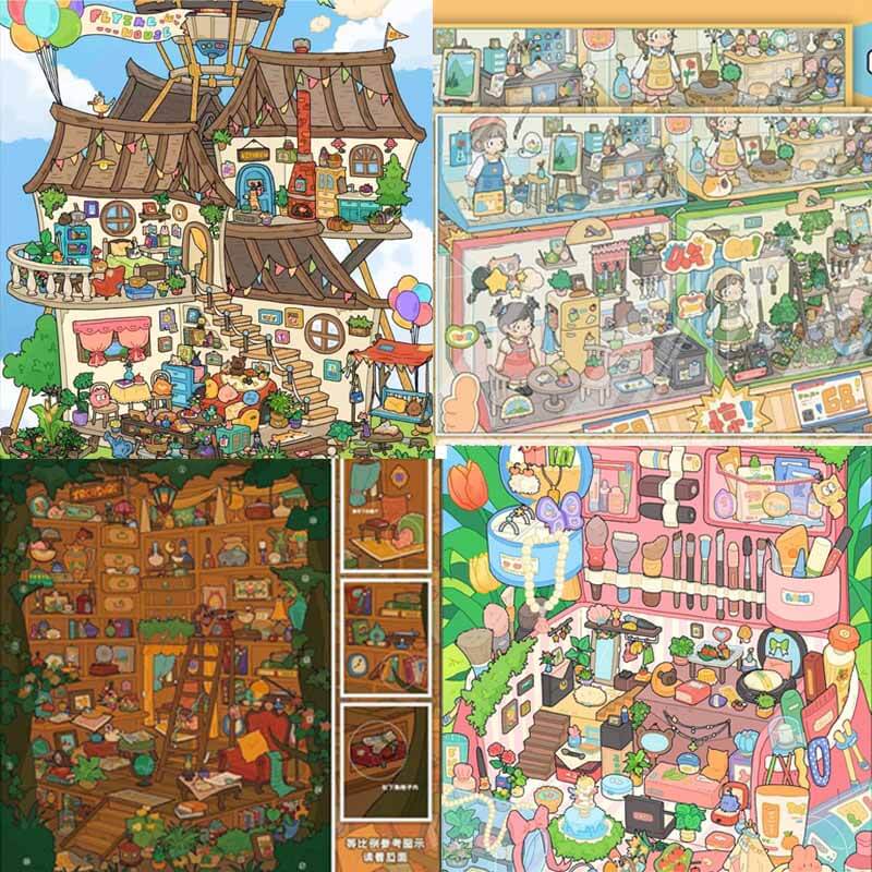 Dream Loft DIY 3D Scene Stickers 4 Cute Miniature Scenes(L)