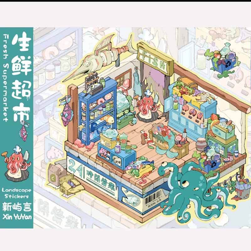 Dream Rhythm City DIY 3D Scene Stickers 4 Cute Miniature Scenes(S)