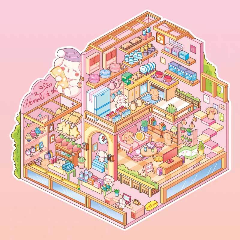 Dream Street DIY 3D Scene Stickers 4 Cute Miniature Scenes(S)