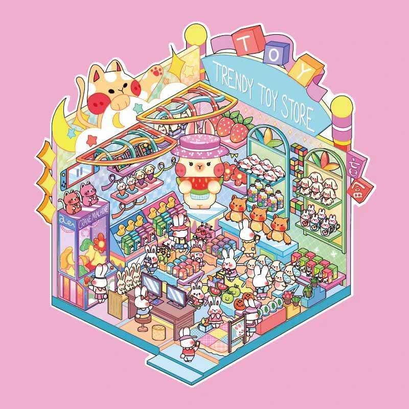 Dream Street DIY 3D Scene Stickers 4 Cute Miniature Scenes(S)