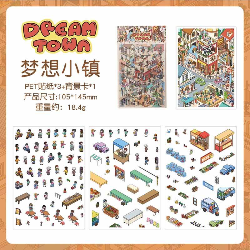 Dream Town DIY 3D Scene Stickers 4 Cute Scenes(S)