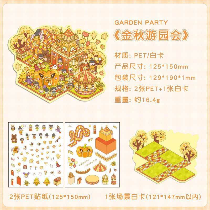 Dreamscape Parks DIY 3D Scene Stickers 4 Cute Miniature Scenes(S)