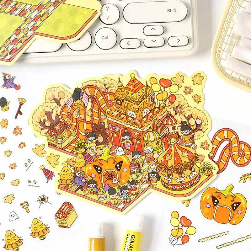 Dreamscape Parks DIY 3D Scene Stickers 4 Cute Miniature Scenes(S)