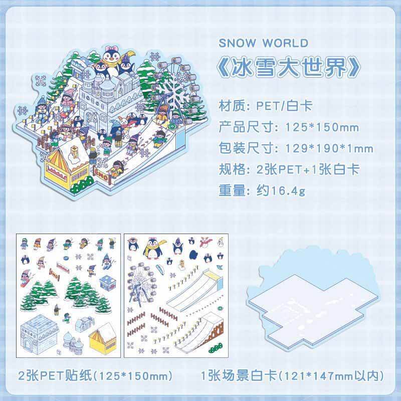 Dreamscape Parks DIY 3D Scene Stickers 4 Cute Miniature Scenes(S)