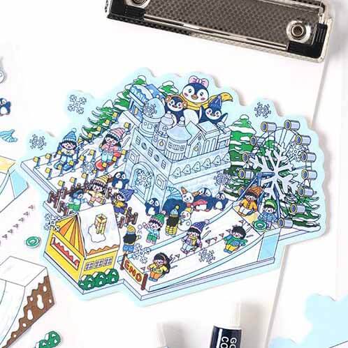 Dreamscape Parks DIY 3D Scene Stickers 4 Cute Miniature Scenes(S)