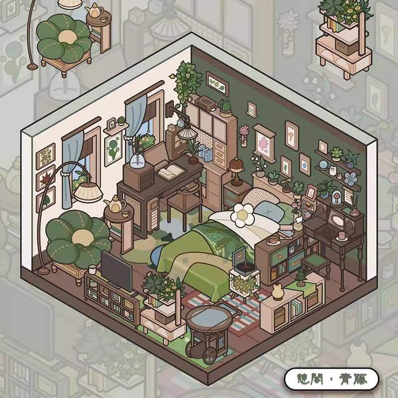 Dreamy Bedroom DIY 3D Scene Stickers 4 Cute Miniature Scenes(S)