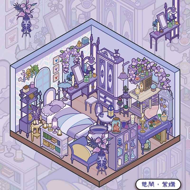 Dreamy Bedroom DIY 3D Scene Stickers 4 Cute Miniature Scenes(S)