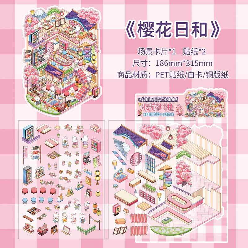 Dreamy Encounters DIY 3D Scene Stickers 4 Cute Miniature Scenes(L)