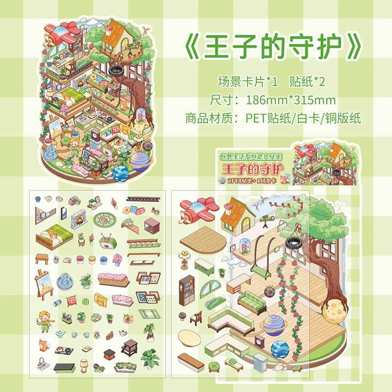 Dreamy Encounters DIY 3D Scene Stickers 4 Cute Miniature Scenes(L)