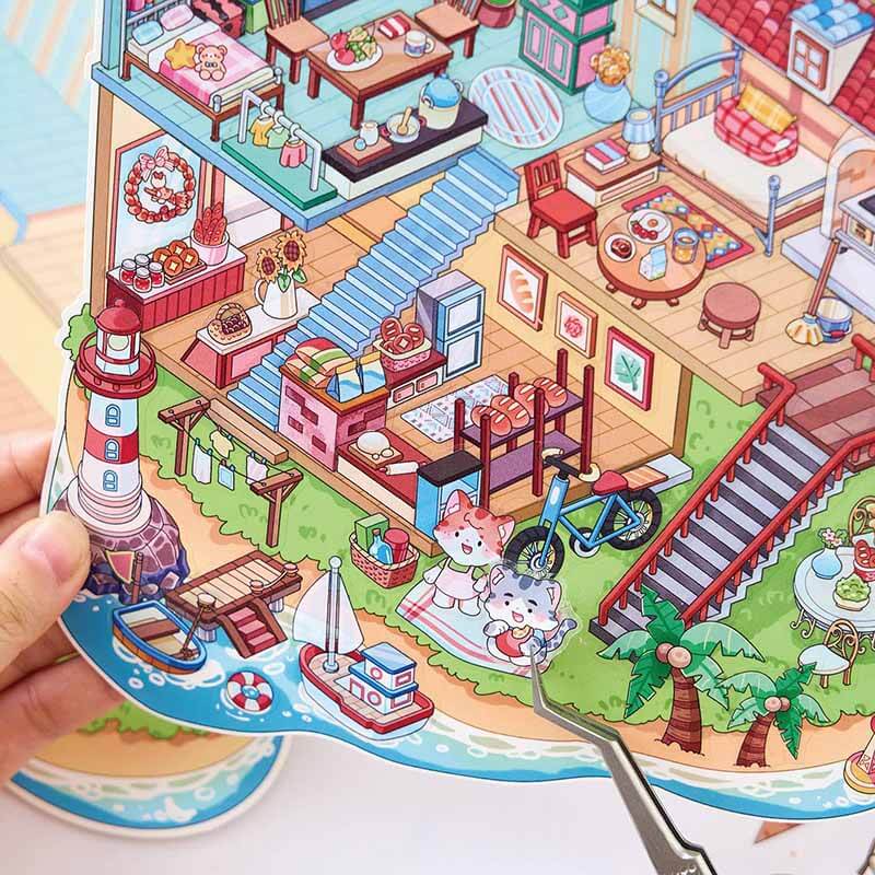 Dreamy Encounters DIY 3D Scene Stickers 4 Cute Miniature Scenes(L)