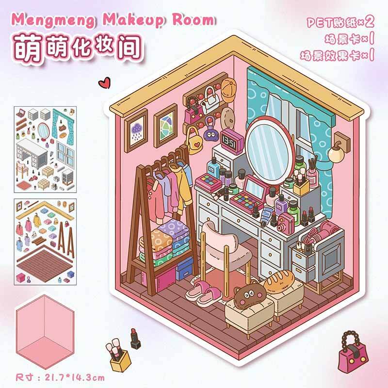 Dreamy Hideouts DIY 3D Scene Stickers 4 Cute Miniature Scenes