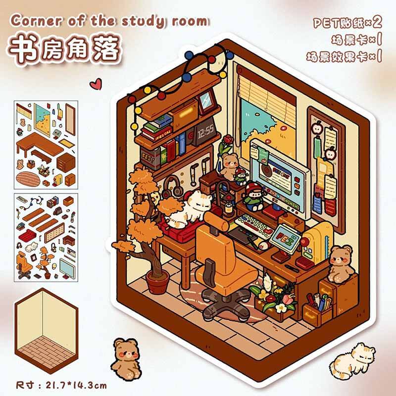 Dreamy Hideouts DIY 3D Scene Stickers 4 Cute Miniature Scenes(S)