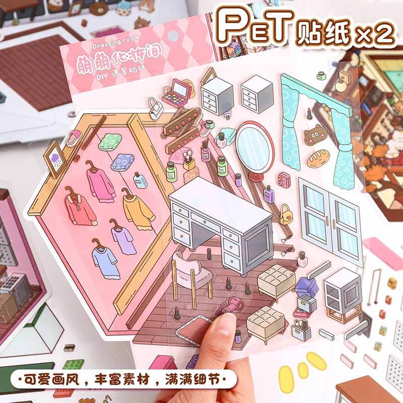 Dreamy Hideouts DIY 3D Scene Stickers 4 Cute Miniature Scenes(S)