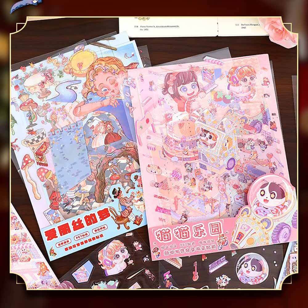 Dreamy Pet Paradise DIY 3D Scene Stickers 2 Cute Miniature Scenes(L)