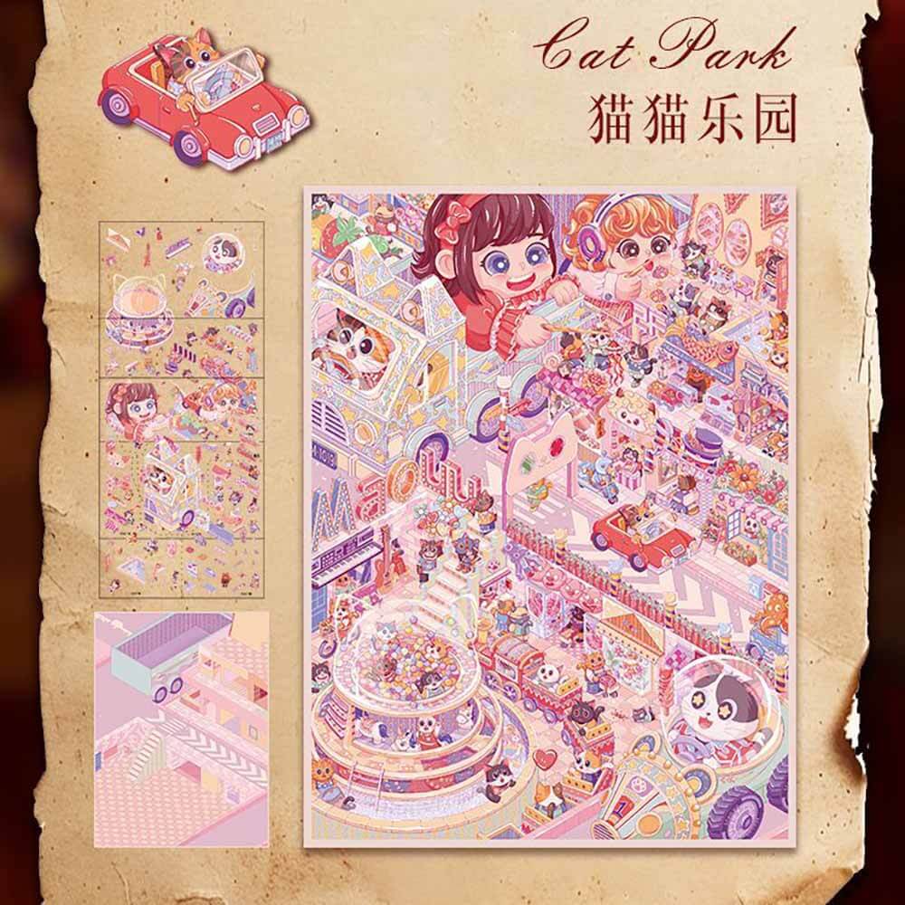 Dreamy Pet Paradise DIY 3D Scene Stickers 2 Cute Miniature Scenes(L)