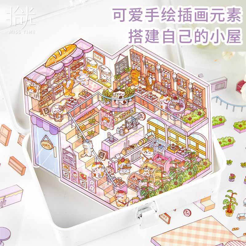 Dreamy Abode Series DIY 3D Scene Stickers 4 Cute Miniature Scenes(L)