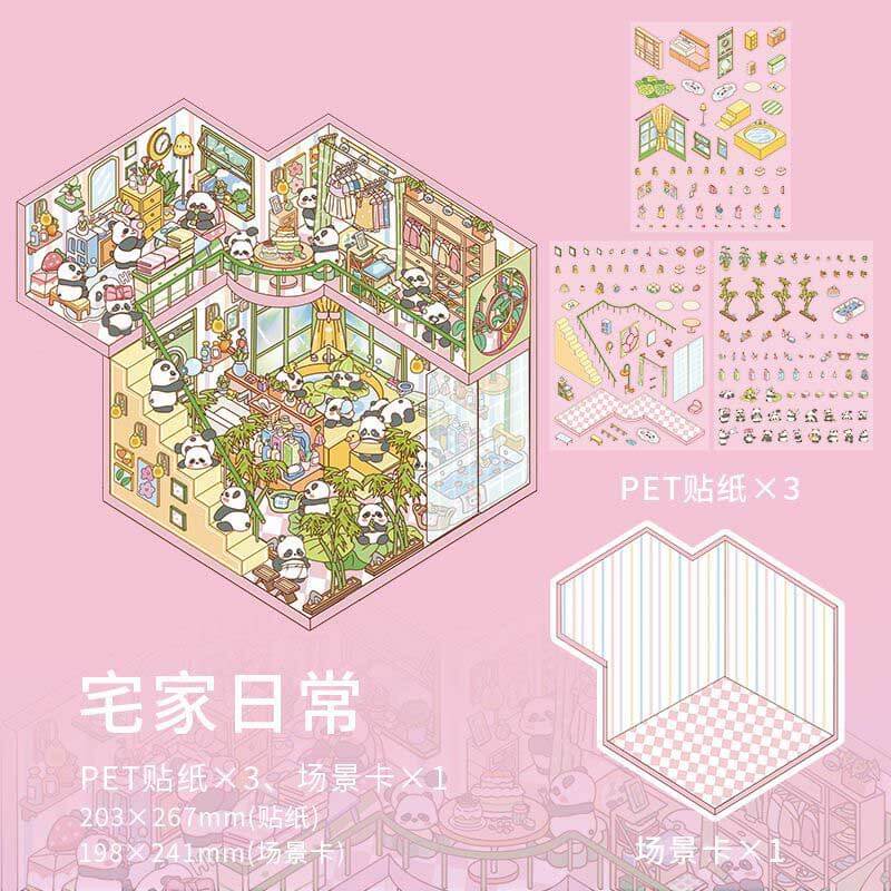 Dreamy Abode Series DIY 3D Scene Stickers 4 Cute Miniature Scenes(L)