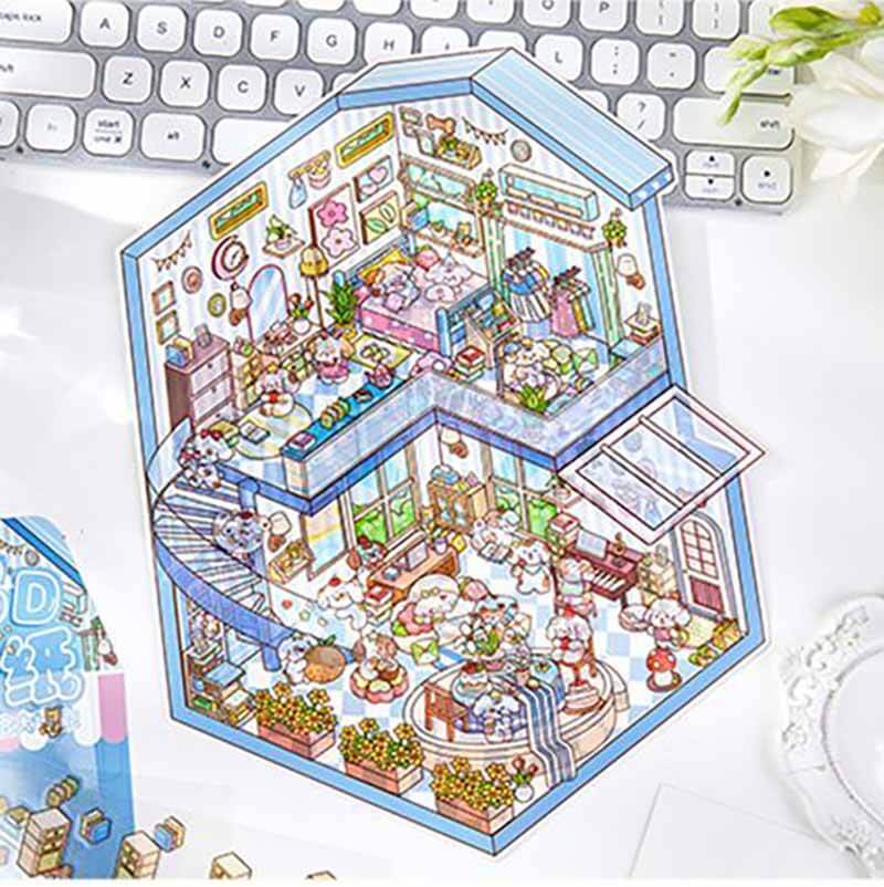 Dreamy Abode Series DIY 3D Scene Stickers 4 Cute Miniature Scenes(L)